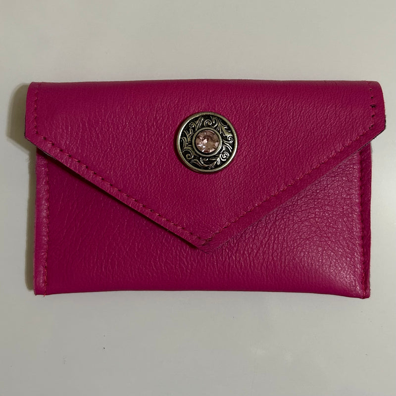 Hot Pink Leather Card Case