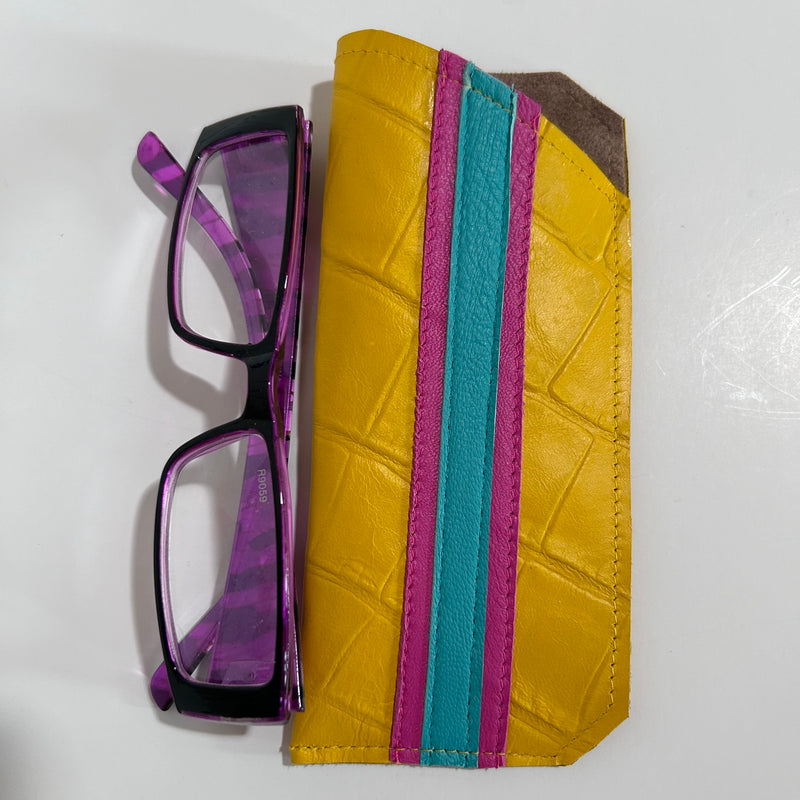 Small Yellow Leather Eyewear Pouch