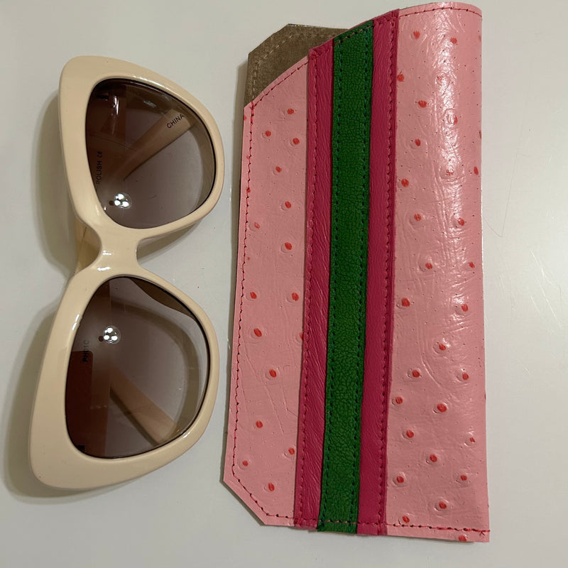 Large Light Pink Leather Eyewear Pouch