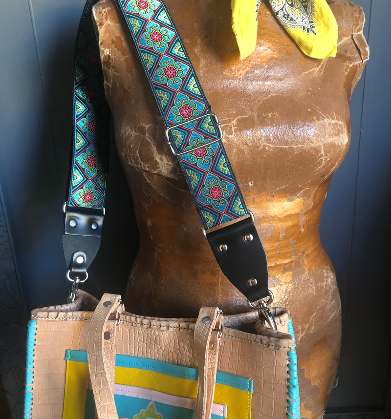 Turquoise + Fuchsia Bag Strap