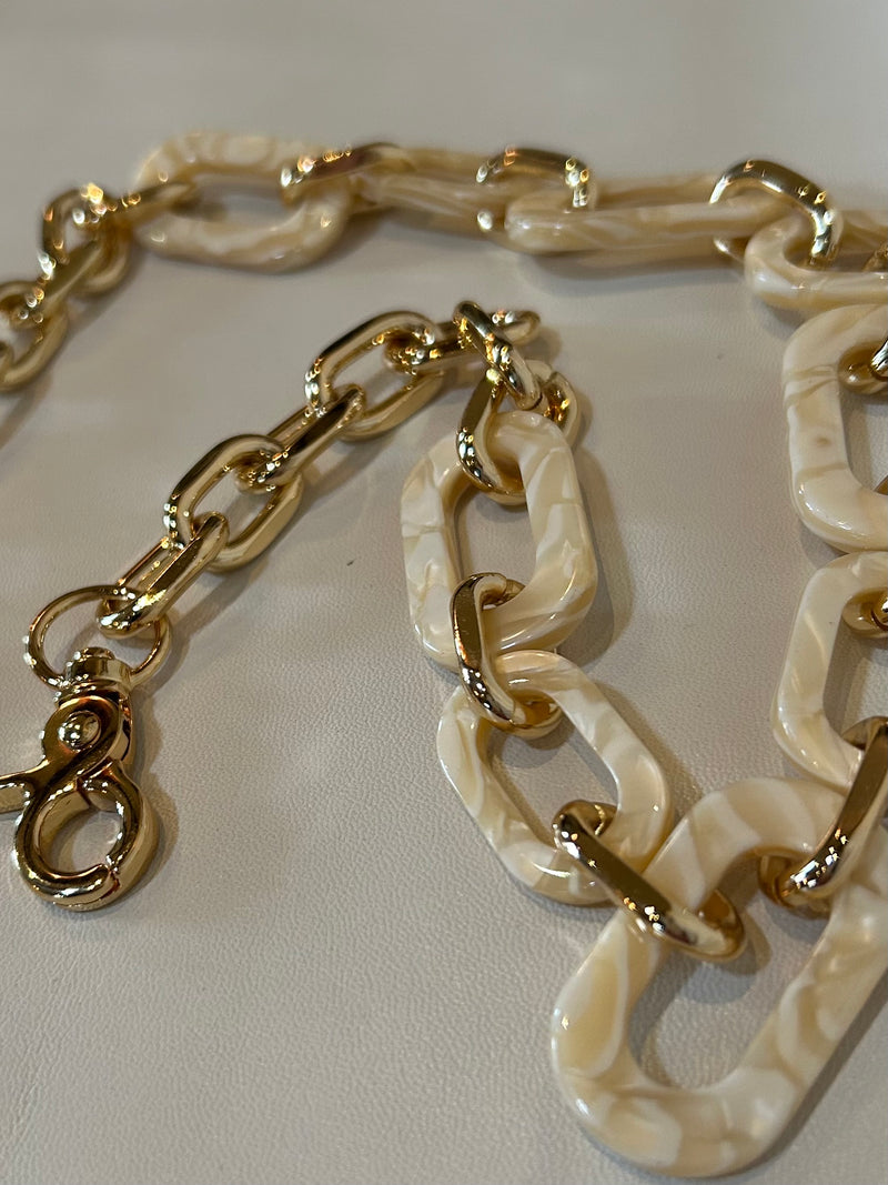 Bag Chain Handle in Cream/Beige/Gold Links