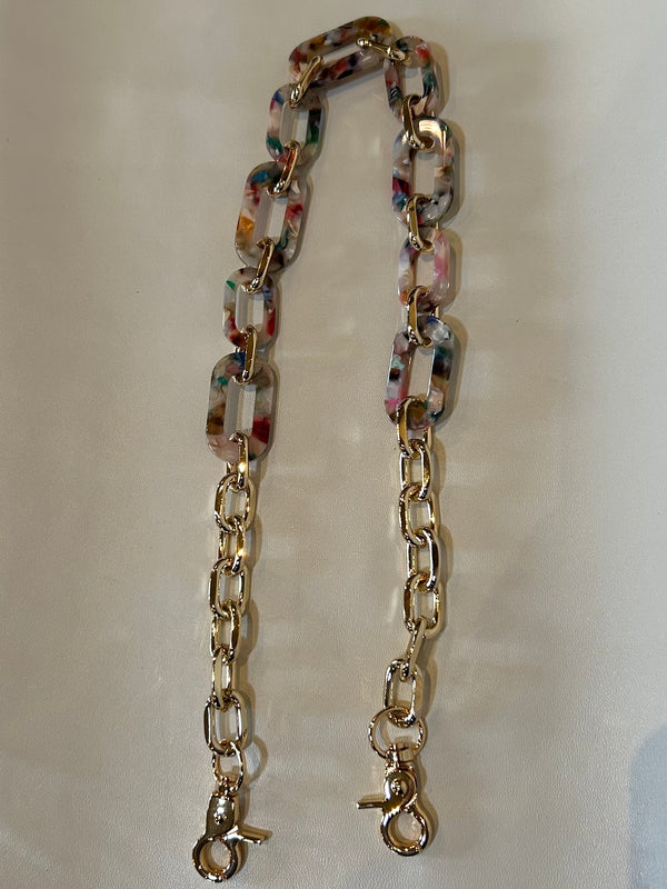 Bag Chain Handle in Multi Color/Gold Links
