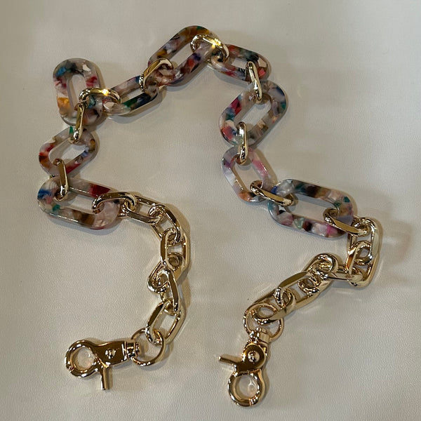 Bag Chain Handle in Multi Color/Gold Links