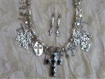 necklace set-little miracles charm necklace,cross necklace,cross charm necklace,silver cross necklace,multiple cross necklace,gypsy necklace,bohemian necklace,religious necklace,cowgirl chic necklace set,cowgirl style necklace set,western chic necklace set,cross necklace and earrings set,relic necklace set,silver cross,charm necklace,