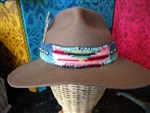 vintage hat-western grunge hat,vintage brown wool hat,restyled felt hat,vintage felt hat,restyled serape and felt hat,vintage wide brim hat,vintage flat brim felt hat with serape hatband,hat with vintage serape hatband,cowgirl hat,vintage cowgirl hat,vintage boho hat,boho style felt hat,indiana jones style hat,gypsy cowgirl style hat,mod vintage couture hat,santa fe style hat,western chic hat,ladies vintage cowgirl hat 