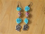 earrings-rancher' daughter jewelry,rancher's daughter earrings,day of the dead earrings,sugar skull earrings,dangle earrings,roses and sugar skull earrings,catrina earrings,crystal earrings