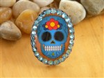 ring-rancher's daughter ring,sugar skull ring,crystal ring,sugar skull image ring,turquoise sugar skull ring,sugar skull image ring with crystals