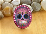 ring-sugar skull ring,crystal ring,sugar skull image ring,pink sugar skull ring,rancher's daughter ring
