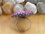 ring-sugar skull ring,crystal ring,sugar skull image ring,pink sugar skull ring,rancher's daughter ring
