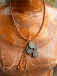 necklace-rancher's daughter leather necklace,cross necklace,rustic cross necklace,rustic leather necklace,leather tassel necklace,st benedict medal necklace