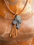 necklace-rancher's daughter leather necklace,cross necklace,rustic cross necklace,rustic leather necklace,leather tassel necklace,st benedict medal necklace