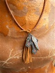 necklace-rancher's daughter leather necklace,cross necklace,wing necklace,wing charm necklace,leather tassel necklace