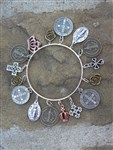 bracelet-charm bracelet,bangle bracelet,bangle charm bracelet,st benedict bracelet,guadalupe bracelet,cross bracelet,rancher's daughter bracelet,rancher's daughter jewelry,brass & copper & silver charm bracelet