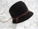 vintage hat-vintage hat, vintage wool hat,mod hat,1960s hat,brown wool hat,chocolate brown hat,1960s hat,hat with tortoise hatband,wool hat with lucite band,cloche hat,vintage cloche hat,boho style hat
