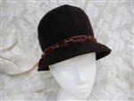 vintage hat-vintage hat, vintage wool hat,mod hat,1960s hat,brown wool hat,chocolate brown hat,1960s hat,hat with tortoise hatband,wool hat with lucite band,cloche hat,vintage cloche hat,boho style hat