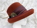 vintage hat-rust wool hat,rust wool wide brim hat,vintage wide brim hat,vintage mid century hat,vintage wool hat,wide brim wool hat,rust and chocolate hat,decorative beaded hat,vintage beaded hat,vintage hat,mod vintage couture