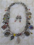 necklace set-relic necklace,religious necklace,charm necklace,guadalupe necklace,saints necklace,cross necklace,milagro necklace,little miracles necklace,little miracles of san miguel necklace set,gypsy necklace,bohemian necklace,altered art necklace, altered religious art necklace, junk gypsy style necklace, vintage style necklace, beaded charm necklace,relic jewelry,religious relic jewelry
