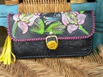handbag-carmelita tejas handbag,carmelita tejas leather clutch,black tooled leather clutch,embellished clutch,cowgirl chic handbag,gypsy cowgirl clutch,crystal and stud clutch,retro Mexico handbag 