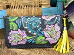 handbag-carmelita tejas handbag,carmelita tejas leather clutch,black tooled leather clutch,embellished clutch,cowgirl chic handbag,gypsy cowgirl clutch,crystal and stud clutch,retro Mexico handbag 