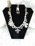necklace set-little miracles charm necklace,cross necklace,cross charm necklace,silver cross necklace,multiple cross necklace,gypsy necklace,bohemian necklace,religious necklace,cowgirl chic necklace set,cowgirl style necklace set,western chic necklace set,cross necklace and earrings set,relic necklace set,silver cross,charm necklace,