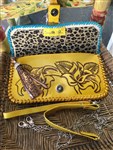 handbag-carmelita tejas leather handbags,carmelita tejas yellow leather clutch,yellow tooled leather purse,yellow tooled leather clutch,cowgirl clutch,boho clutch,boho style purse,western tooled clutch,gypsy cowgirl clutch,embellished yellow clutch,embellished purse,bling clutch,leopard print clutch,tooled leather purse