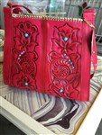 handbag-carmelita tejas tooled leather handbag,embellished tooled leather purse,red tooled leather,red tooled leather purse,red purse,red and turquoise leather purse,red tooled leather handbag with turquoise,boho red tooled purse,cowgirl red and turquoise leather purse,gypsy cowgirl red tooled purse,western tooled purse,carmelita tejas red tooled leather embellished purse