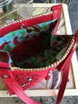 handbag-carmelita tejas tooled leather handbag,embellished tooled leather purse,red tooled leather,red tooled leather purse,red purse,red and turquoise leather purse,red tooled leather handbag with turquoise,boho red tooled purse,cowgirl red and turquoise leather purse,gypsy cowgirl red tooled purse,western tooled purse,carmelita tejas red tooled leather embellished purse