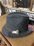 vintage hat-vintage fedora, gray wool fedora, vintage wool fedora,vintage gray fedora upstyled with vintage rhinestone clip,upstyle vintage fedora hat,boho hat,vintage boho hat, vintage hipster hat,hipster hat,hipster fedora, Dobbs vintage fedora